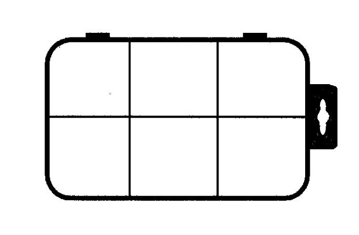 D23 case, 6 bays with hang tab, sketch
