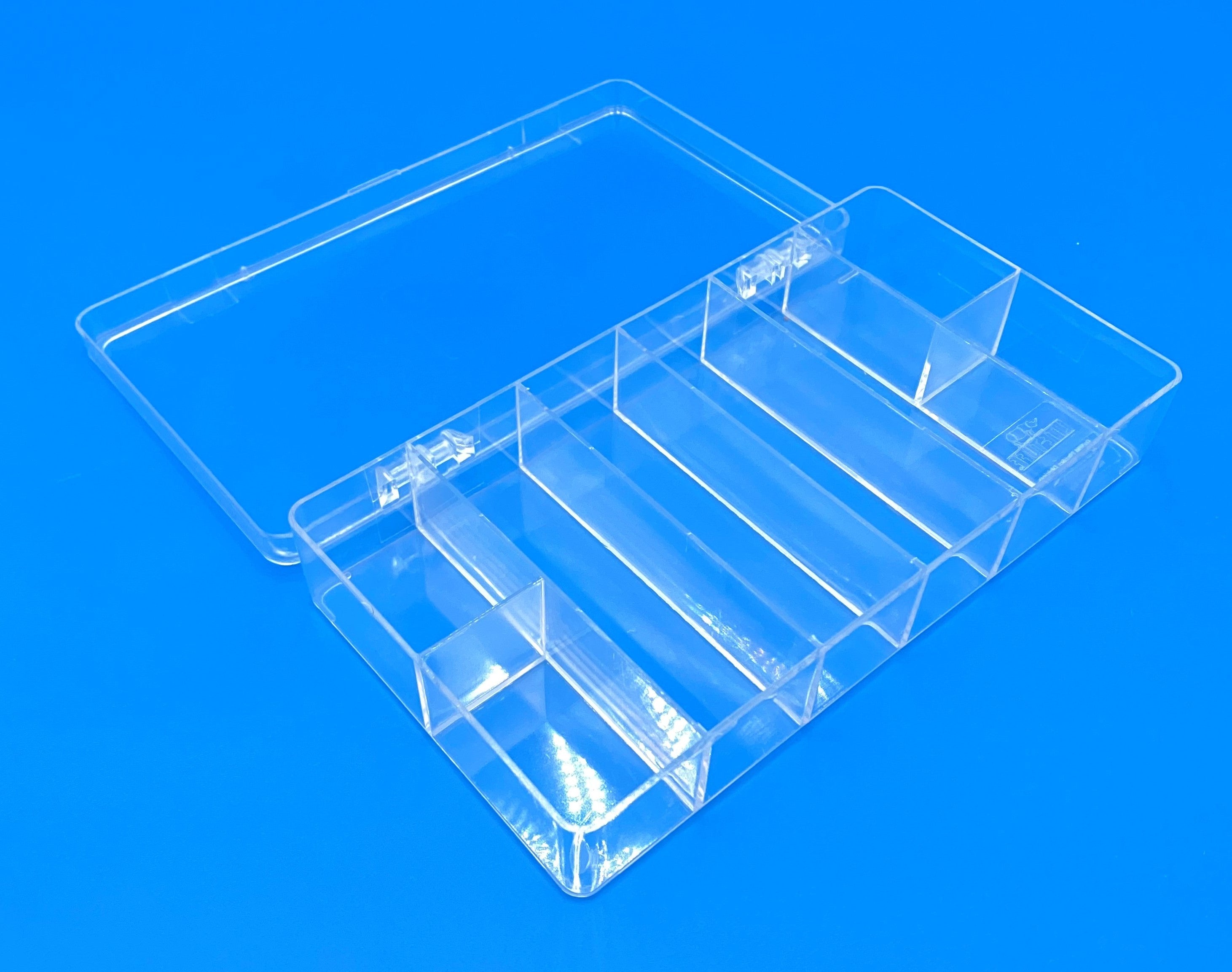 D26 case, 8 bays, molded in clear impact-protected copolymer, open