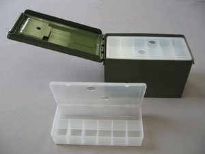One of the D54 case configurations pictured with a 50 cal ammo box - three of the D54 cases fit inside