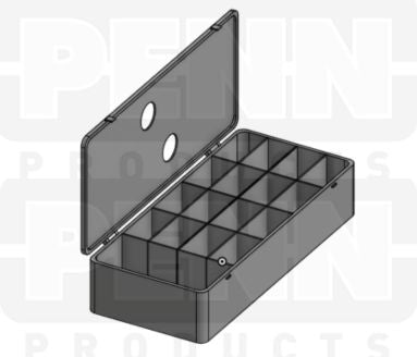 D54 Case, 17 Bays, Finger-Hole Lid, Clarified Polypropylene (carton of 36 ea)