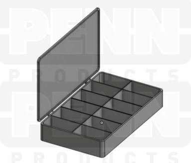 D55 Case, 12 Bays, Clear Impact-Protected Copolymer (carton of 32 ea)