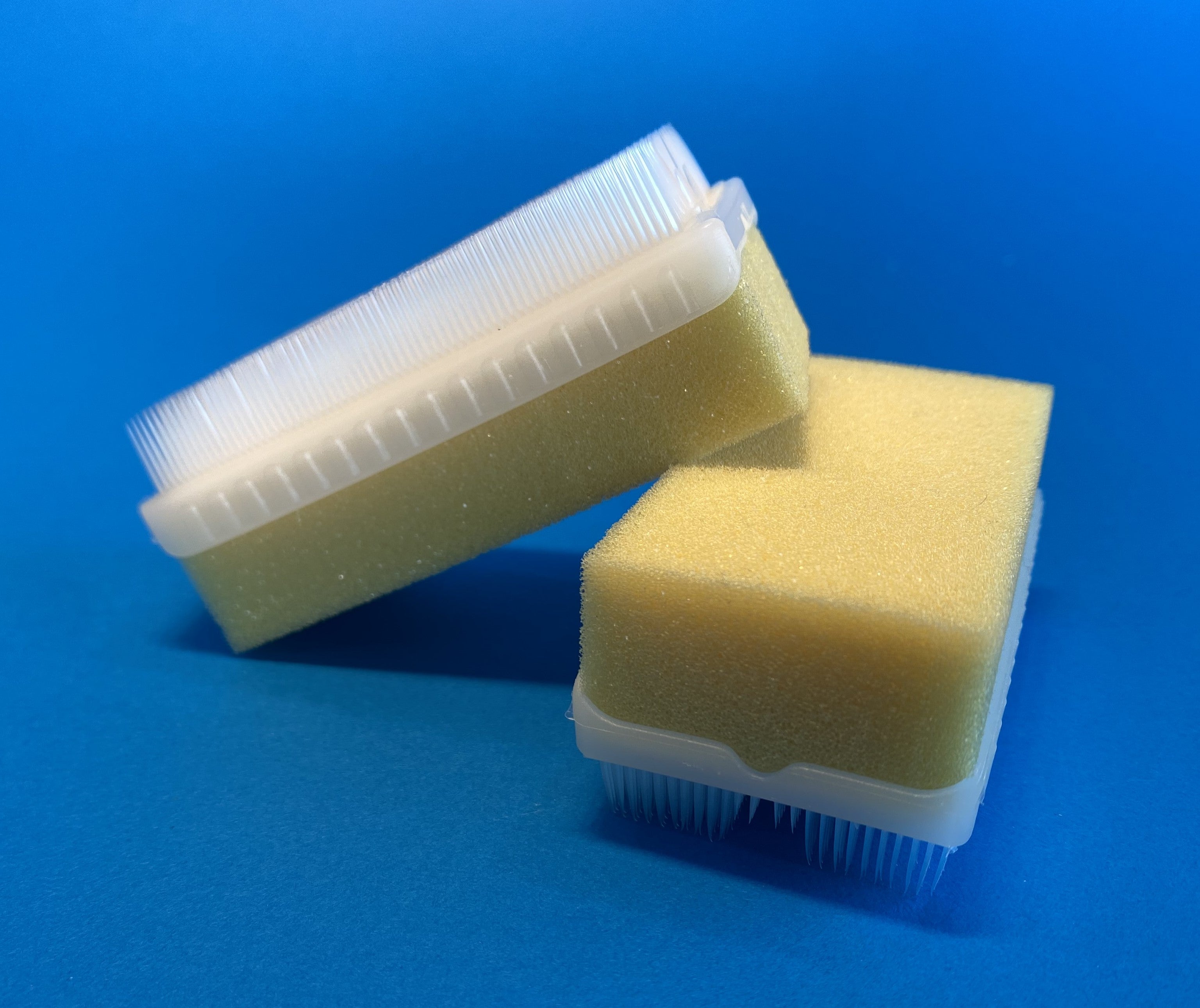 Two of our scrub brushes with foam item SBF4 showing the product at different angles