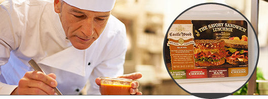 Culinary photo with the example of the clear S16 Case used to package food Penn Products