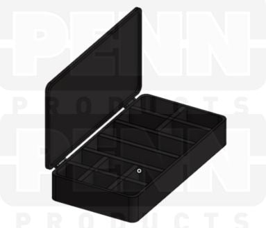 D26 Case, 12 Bays config 2, Black Conductive Polypropylene (carton of 76 ea)