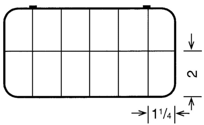 D26 case, 12 bays, sketch with dimensions