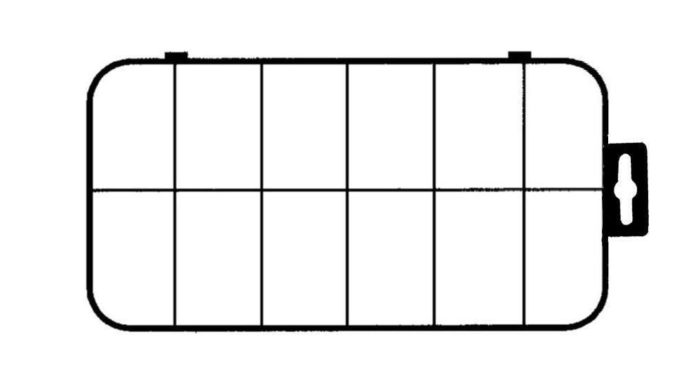 D26 case, 12 bays with hang tab, sketch
