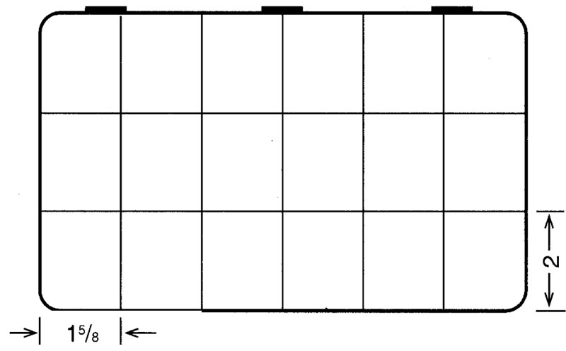 D55 case, 18 bays, sketch with dimensions