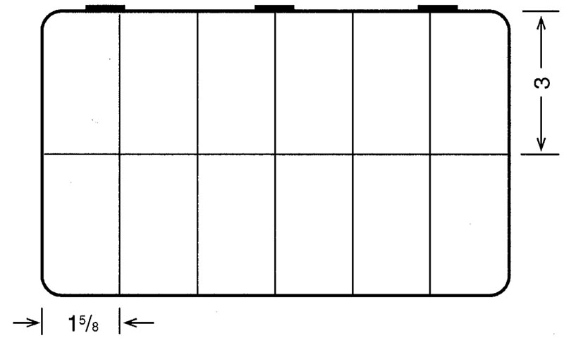 D55 case, 12 bays, sketch with dimensions