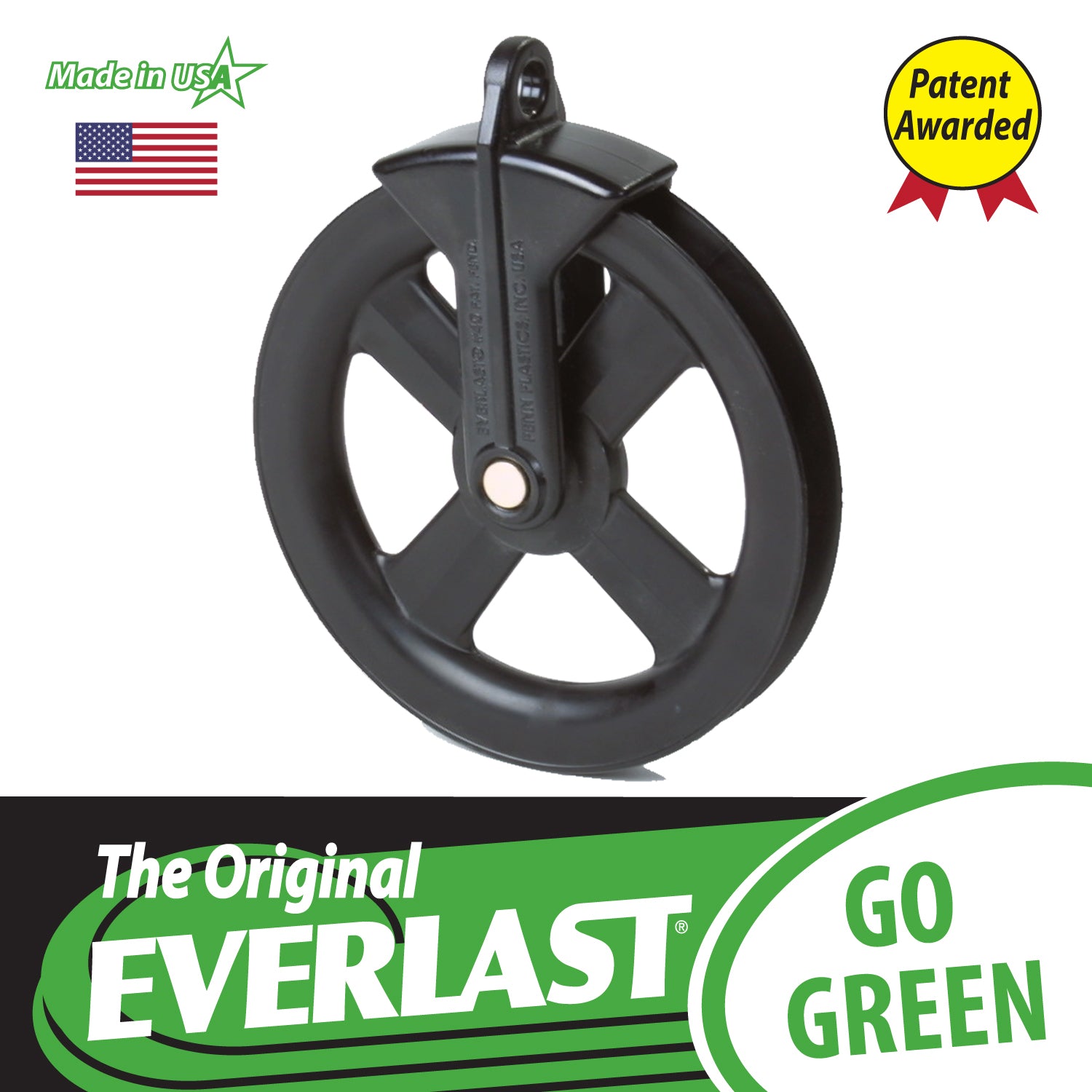 Everlast #40 Clothesline Pulley with 5" spoked wheel - angled view